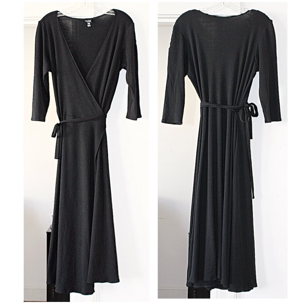 Eileen Fisher - Wool Jersey Surplice 46" Wrap Dress, Sml Oversize fits Med